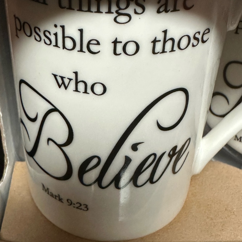 Christian Bible Verse Mug & Coaster Set Mark 9:23 “Believe” Gift 10 oz - Picture 4 of 8